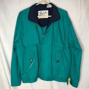 John Ashford vintage 90s jacket windbreaker teal and navy size Medium